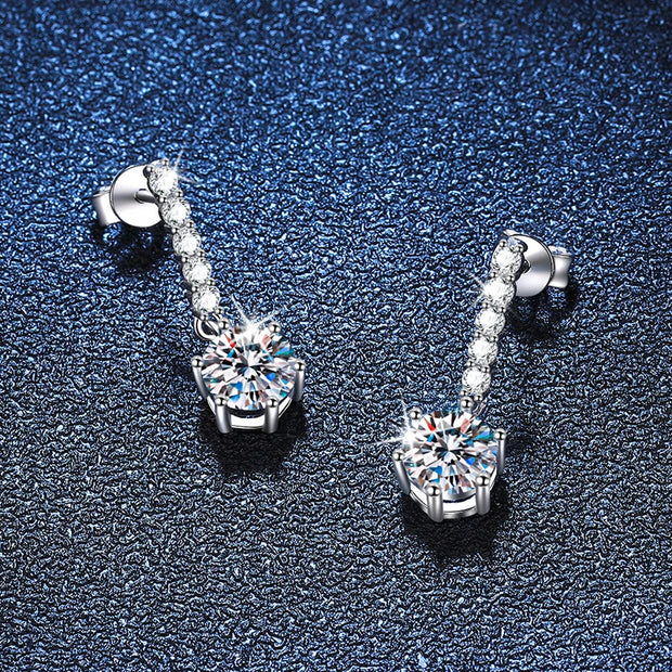 1CT Moissanite StarFall Hoop Earrings