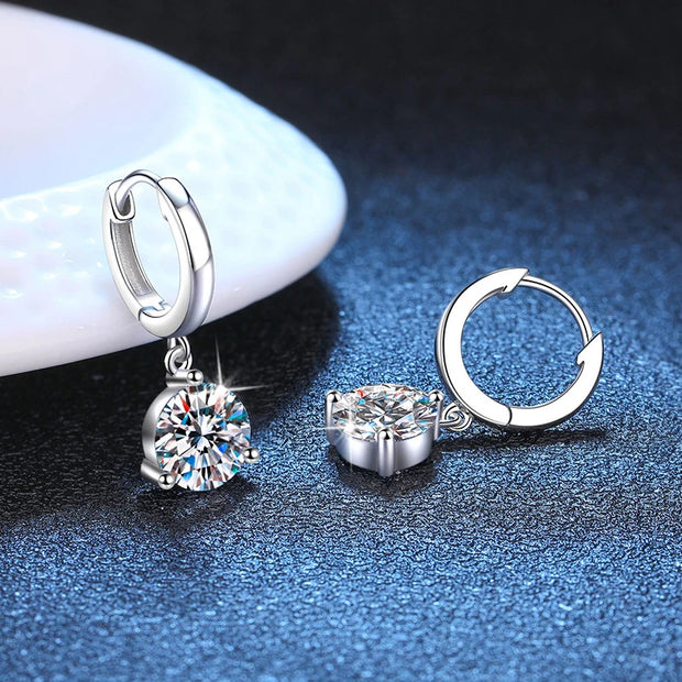 NeeTim 2ct Moissanite Earrings100% S925 Sterling Sliver Orginal Drop Earring Wedding Bride Jewelry with Certificate for Women