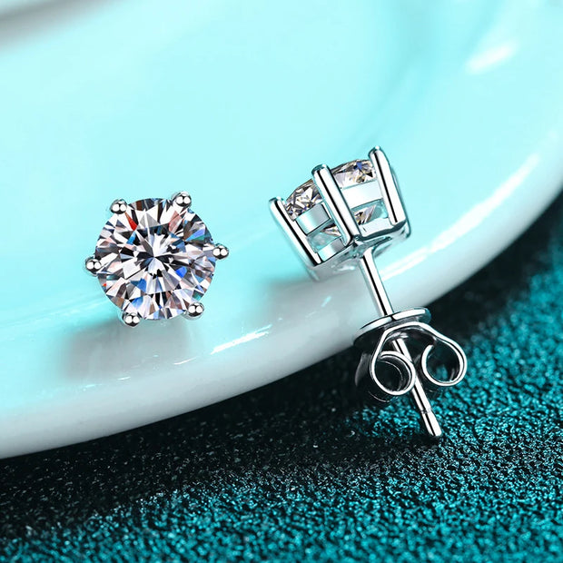 NeeTim 0.1-2 Carat D Color Moissanite Earrings For Women 925 Sterling Silver Ear Studs Sparkling Diamond Wedding Fine Jewelry