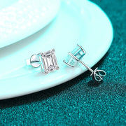 NeeTim 2ct Emerald Cut Radiant Cut Moissanite Earrings S925 Sterling Silver Wedding Ear Studs Fine Jewelry for Women Girls Gift