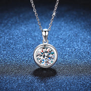 NeeTim 3ct Moissanite Diamond Pendant Necklace 925 Sterling Sliver Round Shape Necklaces Wedding Bridal Fine Jewelry For Women