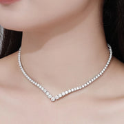 NeeTim Moissanite Tennis Necklace for Women 925 Sterling Silver with White Gold Plated Size Gradient Luxury Diamond Neck Chain