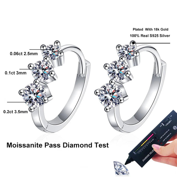 925  Silver Moissanite Hoop Earring