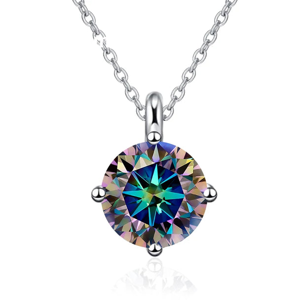 NeeTim 1CT 2CT Real Moissanite Pendant Necklace For Women Top Quality 925 Sterling Silver Wedding Party Bridal Luxury Jewelry