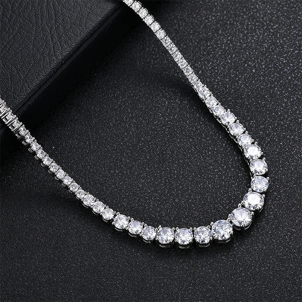 NeeTim Moissanite Tennis Necklace for Women Wedding Jewelry 925 Sterling Sliver Plated 18k White Gold Necklaces with Certificate