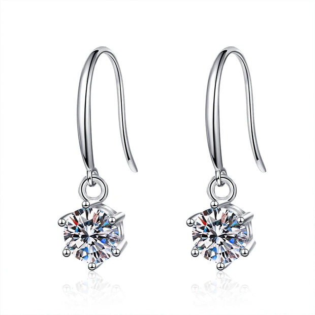 1ct 6.5mm Moissanite Droop Earrings