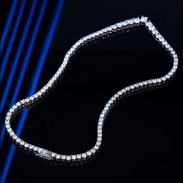 NeeTim Moissanite Tennis Necklace for Women 925 Sterling Silver with White Gold Plated Size Gradient Luxury Diamond Neck Chain