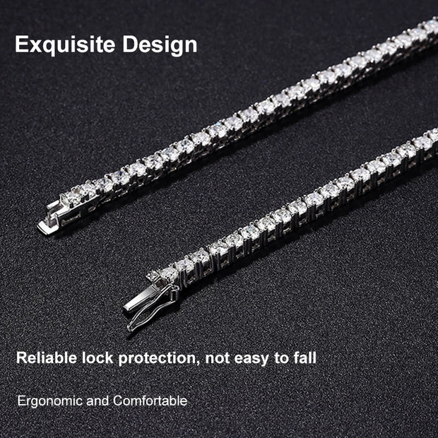 NeeTim Moissanite Tennis Necklace for Woman with Certificate 925 Sterling Sliver Plated 18k White Gold Tassel Necklaces Jewelry