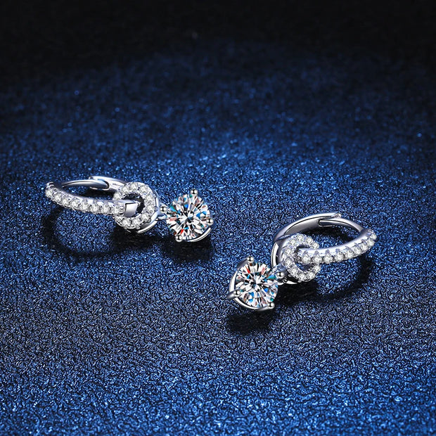 NeeTim D VVS1 Moissanite Diamond Hoop Earrings 925 Sterling Silver for Women with Gold Plated Fine Drop Earring Fine Jewelry