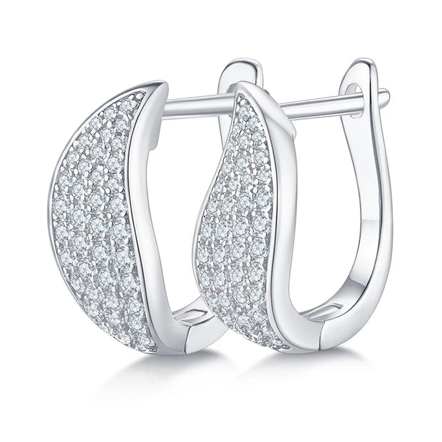 NeeTim Full Moissanite 925 Silver Hoops Earrings for Women Gold Plated Huggie Earring Wedding Engagement Luxury Designer Jewelry