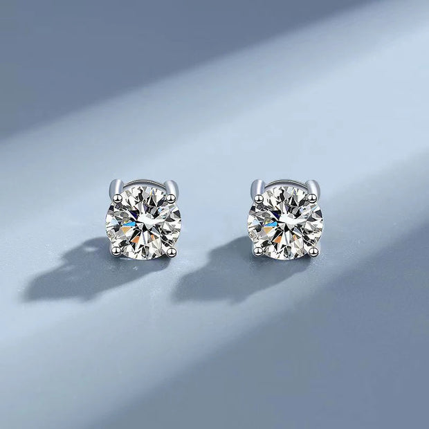 NeeTim Moissanite Earrings for Women S925 Sterling Sliver Green Pink Red Black Blue Sparkling Diamond Ear Studs Fine Jewelry