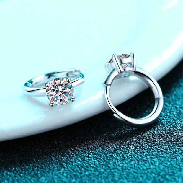 1ct Moissanite Hoop Earrings S925 with 18k White Gold Plated