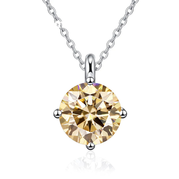 NeeTim 1CT 2CT Real Moissanite Pendant Necklace For Women Top Quality 925 Sterling Silver Wedding Party Bridal Luxury Jewelry