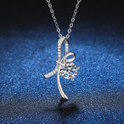 NeeTim 1ct Moissanite 925 Sterling Silver Necklace For Women Girl Lab Diamonds Pendant Necklaces With GRA Certificate Party Gift