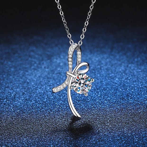 NeeTim 1ct Moissanite 925 Sterling Silver Necklace For Women Girl Lab Diamonds Pendant Necklaces With GRA Certificate Party Gift