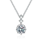 NeeTim 1ct 6.5mm D Color Moissanite Diamond Pendant Necklace 925 Sterling Sliver Neck Chain Necklaces with GRA Gift for Women