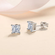 NeeTim 1ct Princess Cut Moissanite Earrings for Women S925 Sterling Sliver with Gold Plated Ear Studs Wedding Party Fine Jewelry