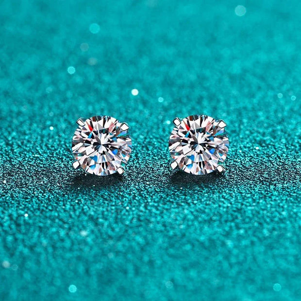 NeeTim Real 2 Carat D Color Moissanite Stud Earrings For Women 100% 925 Sterling Silver Sparkling Diamond Wedding Jewelry Gift