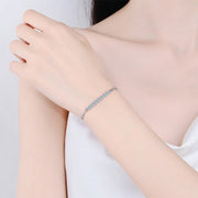 3mm  Round Moissanite with White Gold Plated Bracelet