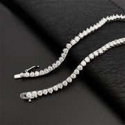 NeeTim Moissanite Tennis Necklace 3 Claw 925 Sterling Silver Plated 18k White Gold Sparkling Lab Diamond Necklaces for Women
