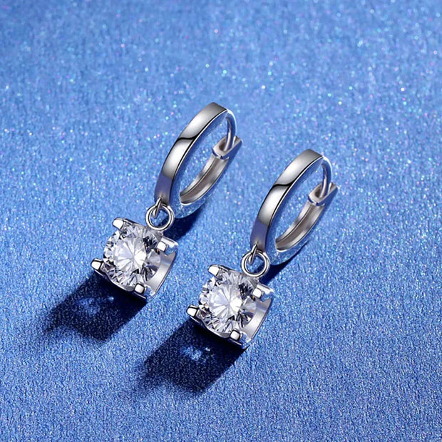 NeeTim 2CT Moissanite Drop Earrings for Women Sparkling Diamond Earring 100% S925 Sterling Silver with White Gold Plated Jewelry