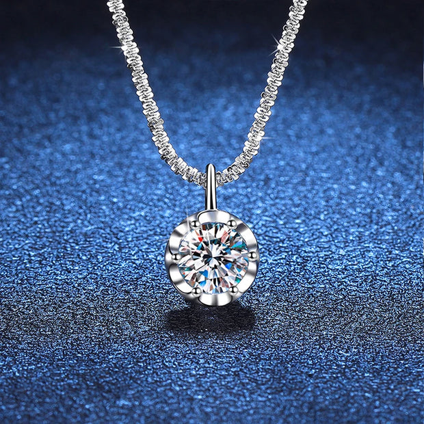 NeeTim 2ct Moissanite Necklace Pendant S925 Sterling Silver  Party Wedding Lab Dimond Gem Necklaces For Women with Certificate