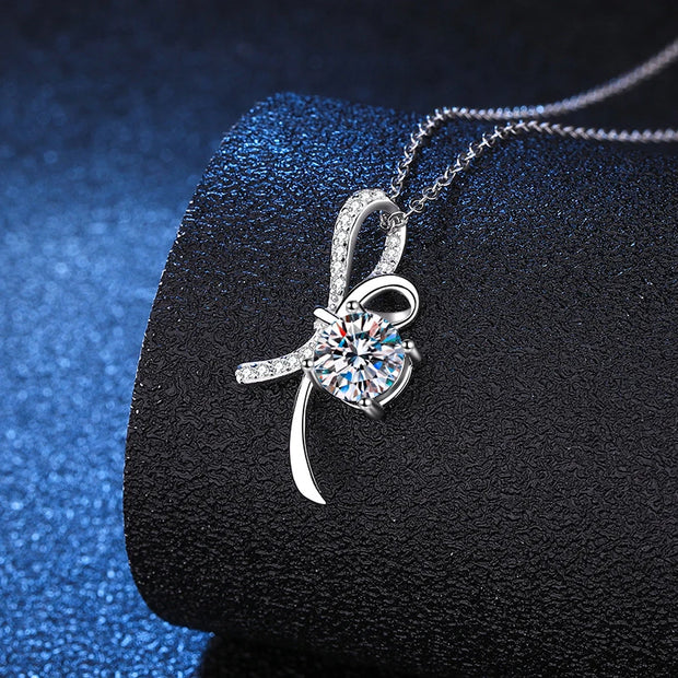 NeeTim 1ct Moissanite 925 Sterling Silver Necklace For Women Girl Lab Diamonds Pendant Necklaces With GRA Certificate Party Gift