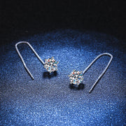 NeeTim 1CT Moissanite Earrings S925 Sterling Silver Plated with White Gold Ear Wire Line Drop Earring Hoop Wedding Fine Jewelry