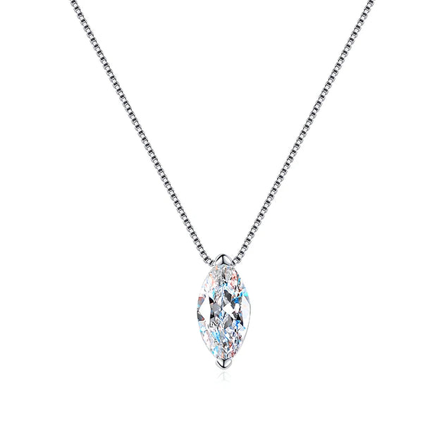 NeeTim Real D Color 5*10mm 1ct Marquise Moissanite Necklace For Women S925 Sterling Silver Lab Diamond Box Chain Fine Jewelry