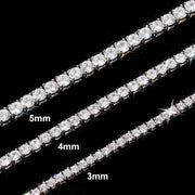NeeTim 3mm 4mm 5mm Moissanite Tennis Necklace 925 Sterling Sliver with Gold Plated Necklaces for Women Men Neck Chain Jewelry