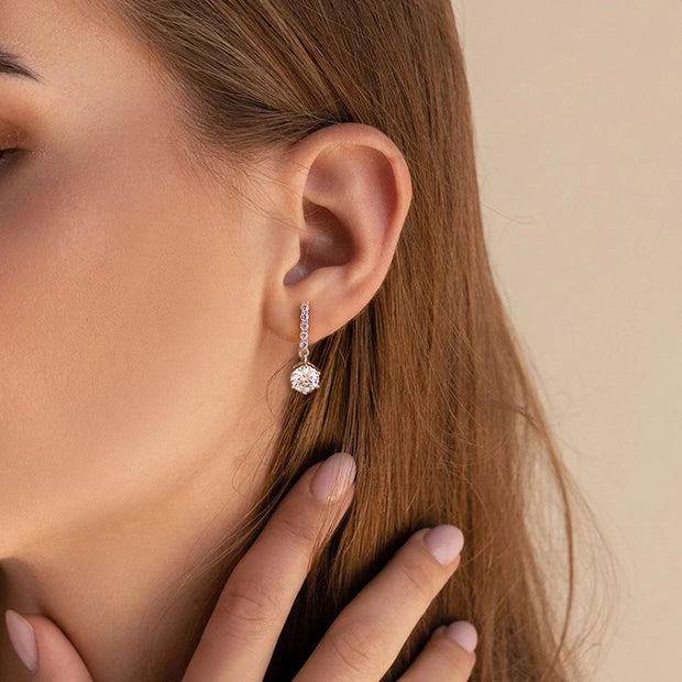 1CT Moissanite StarFall Hoop Earrings