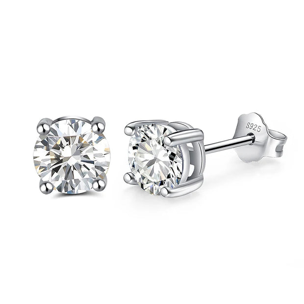 NeeTim Moissanite Earrings for Women S925 Sterling Sliver Green Pink Red Black Blue Sparkling Diamond Ear Studs Fine Jewelry