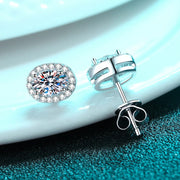 NeeTim 1ct Oval Cut D Color Moissanite Ear Stud Earrings For Women 925 Sterling Silver Sparkling Wedding Earring Fine Jewelry