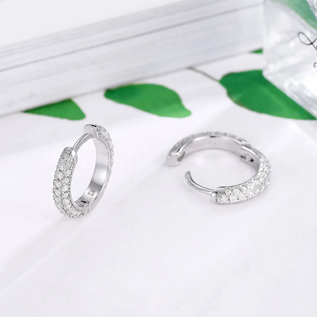 NeeTim Full Moissanite Diamond Earrings 925 Sterling Silver with 18K Gold Plated Wedding Engagement Party Fine Jewelry for Women