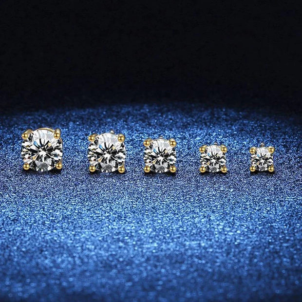 NeeTim 0.2-2 Carat Moissanite Earrings For Women 925 Sterling Silver Ear Studs with Yellow Gold Plated Diamond Wedding Jewelry