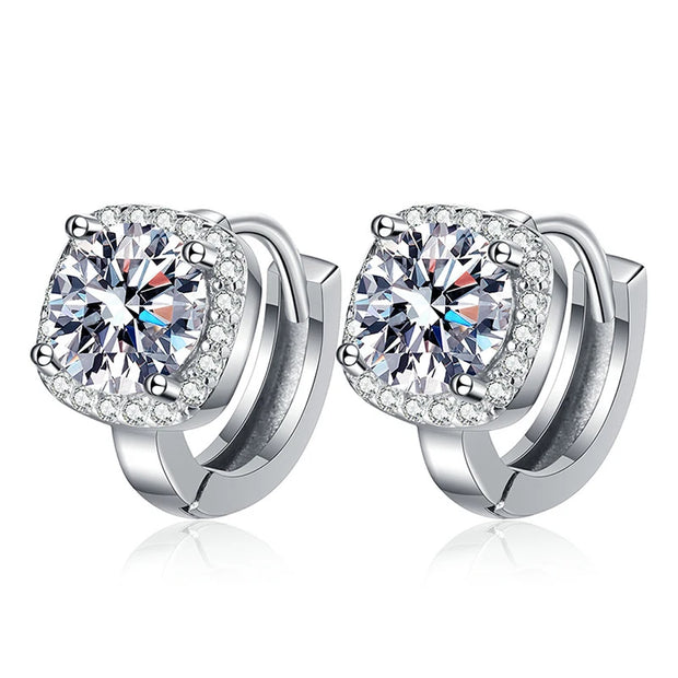 NeeTim 1ct Moissanite Earrings for Women S925 Sterling Sliver with 18k Gold Plated Hoop Earring Wedding Jewelry with Certificate