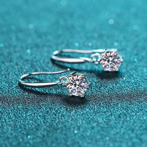 1ct 6.5mm Moissanite Droop Earrings