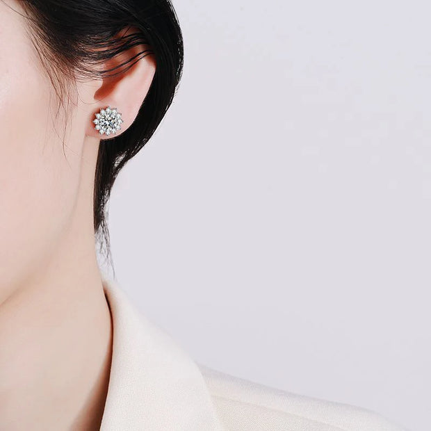 NeeTim 1CT Moissanite Earring For Women Girl 925 Sterling Silver Sparkling Diamond Ear Studs Wedding Engagement Jewelry Gift
