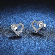 NeeTim All Moissanite Earrings for Women Heart Shape S925 Sterling Sliver with Gold Plated Earring Wedding Party Fine Jewelry
