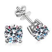 NeeTim 0.2-2 Carat Moissanite Earrings For Women 925 Sterling Silver Ear Studs with Yellow Gold Plated Diamond Wedding Jewelry