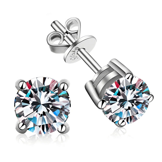 NeeTim 0.2-2 Carat Moissanite Earrings For Women 925 Sterling Silver Ear Studs with Yellow Gold Plated Diamond Wedding Jewelry