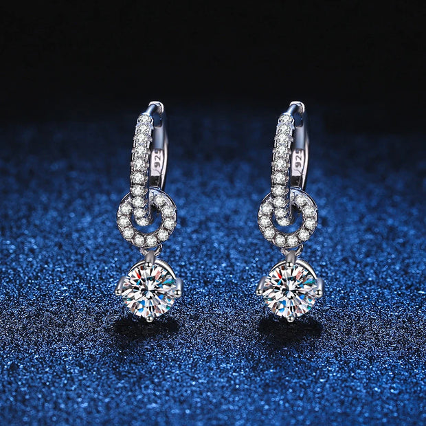 NeeTim D VVS1 Moissanite Diamond Hoop Earrings 925 Sterling Silver for Women with Gold Plated Fine Drop Earring Fine Jewelry