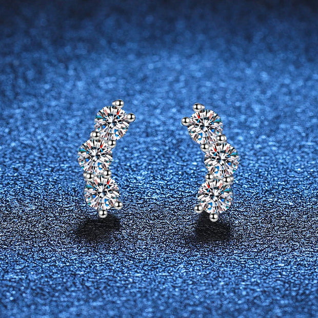 NeeTim Full 3.5mm Moissanite Earrings for Women S925 Sterling Sliver Sparkling with White Gold Plated Ear Studs Jewely with GRA