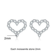 NeeTim All Moissanite Earrings for Women Heart Shape S925 Sterling Sliver with Gold Plated Earring Wedding Party Fine Jewelry