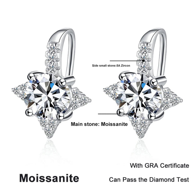 NeeTim 1ct 6.5mm Moissanite Earrings for Women S925 Sterling Sliver with 18k Gold Plated Diamond Earring Wedding Party Jewelry