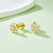 NeeTim Full Moissanite Stud Earrings Lab Diamond 925 Sterling Silver Screw Studs Earring Fine Jewelry Gift With GRA Certificate