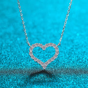 NeeTim D Color Moissanite Necklace Heart Pendant 925 Sterling Sliver White Gold Plated Chain with GRA Fine Neck Chain for Women