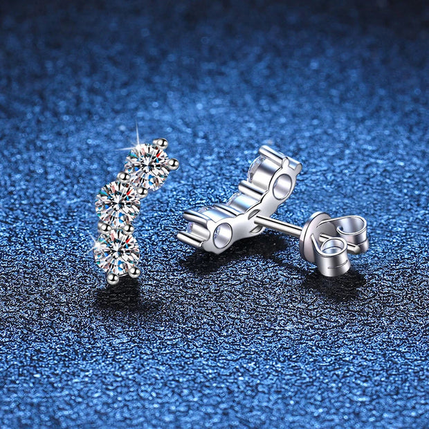 NeeTim Full 3.5mm Moissanite Earrings for Women S925 Sterling Sliver Sparkling with White Gold Plated Ear Studs Jewely with GRA