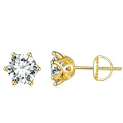 NeeTim Moissanite Diamond Stud Earrings for Women Original 925 Sterling Silver with Gold Plated Screw Back Earring Fine Jewelry