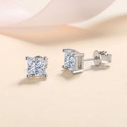 NeeTim 1ct Princess Cut Moissanite Earrings for Women S925 Sterling Sliver with Gold Plated Ear Studs Wedding Party Fine Jewelry
